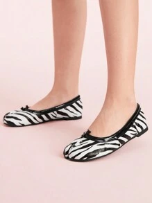 CUCCOO DOLLMOD 女士黑色圆头平底鞋 Tabi 系列经典复古交叉系带舞鞋情人节款 - 黑與白 - 查看 4