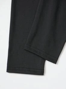 SHEIN Girls' Ruffle Hem Black Leggings, Comfortable Fashion Casual Maxi Length - Black - View 4