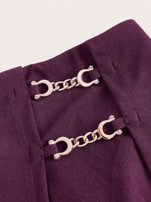 SHEIN Clasi Falda-pantalón negra con detalle de cadena y cierre envolvente talla grande