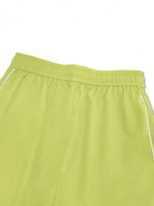 Manfinity Hypemode Loose Men's Letter Patched Detail Contrast Piping Drawstring Waist Pants - Green - View 7