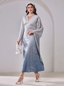 Al Najma Ladies Turkish And Arab Traditional Long Robe Kaftan Jalabiya Dress - Baby Blue - View 4