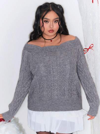 Kawaii Pull fin à épaules dénudées et torsadé