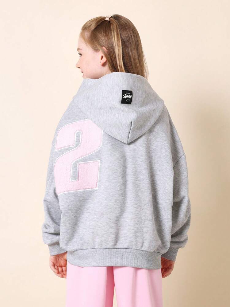Cozy Oversized Pink Applique Sweatshirt
