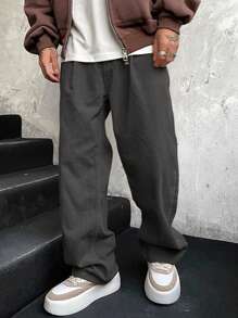 Manfinity Hypemode Loose Men Solid Color Drawstring Waist Pants