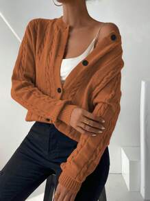 Chiquease Women Plain Front Button Long Sleeve Casual Top, Daily Wear