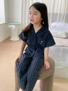 Dazy Kids بيجامات قصيرة الأكمام بقماش الكشمير مع سروال للفتيات الشابات ، مناسبة للربيع والصيف