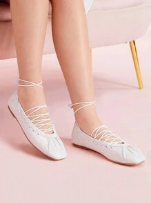 CUCCOO DOLLMOD 时尚细带舒适平底一脚蹬休闲鞋 - 白色 - 查看 3