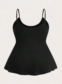 SHEIN EZwear Conjunto de 2 piezas con top camiseta y estampado de leopardo en negro y blanco, para mujer de talla grande, para primavera/verano