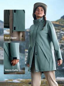 In My Nature Damen einfarbige Windjacke mit Frontreißverschluss, Langarm und Tasche für den Outdoor-Bereich