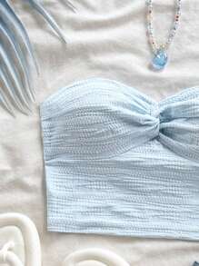 Soleia Áo Bandeau họa tiết ombre xoắn phía trước cho kỳ nghỉ của phụ nữ, phù hợp cho lễ hội âm nhạc, phong cách Boho, ngày lễ, hẹn hò, trà chiều, mùa xuân/hè cho ngày lễ tình nhân - Nhiều màu - Xem 5