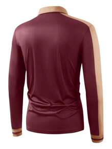 Manfinity Dauomo Áo thun polo tay dài họa tiết hiệp sĩ mùa thu cho nam màu tương phản - Nhiều màu - Xem 2