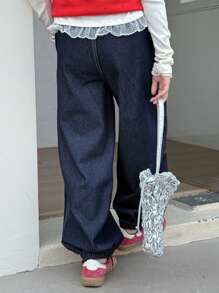 DAZY 少女宽松斜插口袋牛仔裤，秋季款