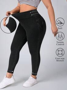 Flexra Plus Size Women High Waist Skinny Stretchy Knit Denim Apple Bottom Jeans Casual Jeans