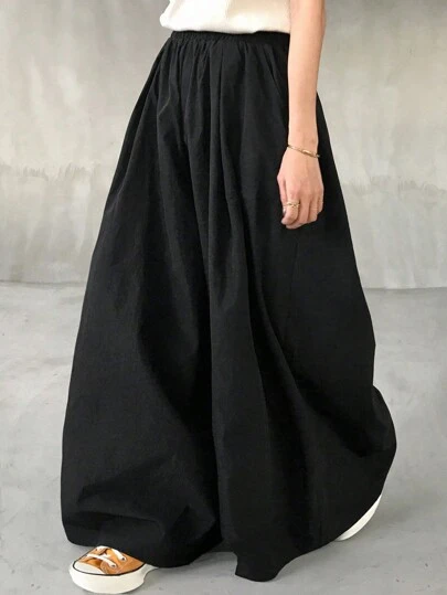 FRIFUL Pantalones anchos y sueltos de color negro para mujer, primavera