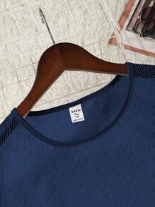 Cami Top & Flap Pocket Side Pants & Sheered Crop Tee - Royal Blue - View 3