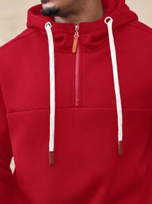 Manfinity CasualCool Men's Plus Size Front Zipper Long Sleeve Casual Red Hoodie Sweatshirt