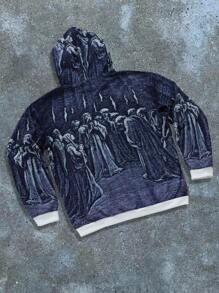 PAVTROS Sudadera con capucha de manga larga con bloques de color y estampado de huella digital para hombre, regalo para novio