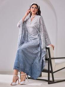 Al Najma Ladies Turkish And Arab Traditional Long Robe Kaftan Jalabiya Dress - Baby Blue - View 5