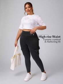 Flexra Leggings deportivos de talla grande de estilo cómodo y de punto de mezclilla