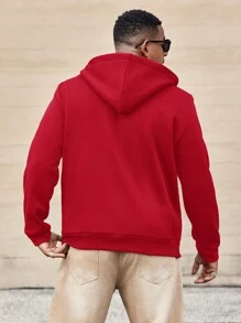 Manfinity CasualCool Men's Plus Size Front Zipper Long Sleeve Casual Red Hoodie Sweatshirt