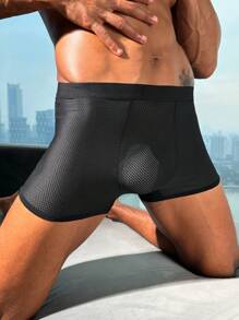 Men's Solid Color Hollow Minimalist Slim Fit Sexy Briefs, Casual Everyday Wear