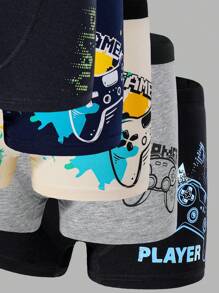 10 calzoncillos tipo bóxer con estampado de consola de juegos, cómodos para niños