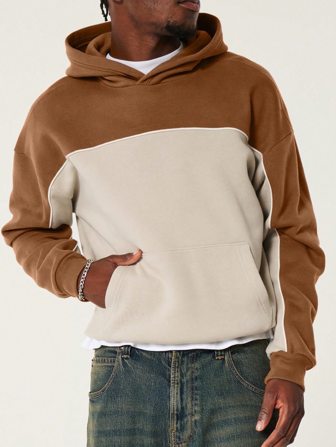 Men's Autumn/Winter Casual Color Block Hooded Sweatshirt