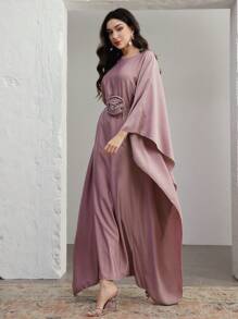 Graceveil Women's Elegant Conservative 3D Floral Arabic Style Dress Modest - Pink - View 7