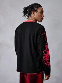 ROMWE MEN Men's Gothic Fashion Skull & Slogan Print T-Shirt, Halloween - Black - View 4