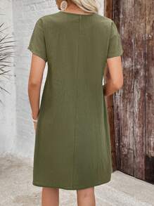 EMERY ROSE 女士休闲简约短裙，日常穿着 - 軍綠色 - 查看 2