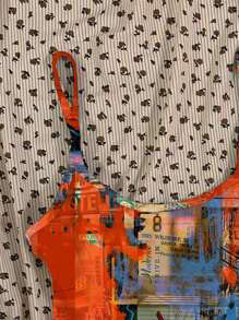 Attitoon 女式休闲复古建筑扎染图案工字背心细肩带上衣，适合夏季 - 彩色 - 查看 3