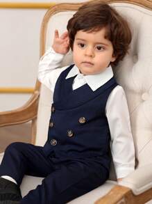 Baby Boy Formal Suit Set, Gentleman Outfit, Holiday Party Attire - Royal Blue - View 6