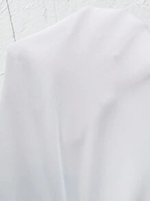 SHEIN Clasi Áo cánh màu tương phản cổ vuông xếp nếp thời trang mới cho nữ - trắng - Xem 7