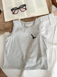 LMoss Kids 3pcs/Set Young Boy Casual Everyday Versatile Printed Collared Short Sleeve Shirt, Sleeveless Knit Vest, And Woven Shorts Set, Suitable For Spring/Summer, Daily, Sports, Outings, School, Gatherings, Holidays, Photo-Shooting, Back-To-School Cute Clotehs