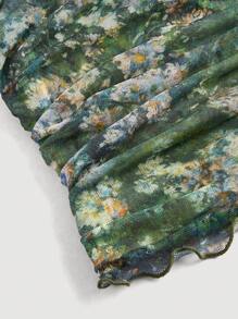 SHEIN MOD 露肩复古花卉网眼衬衫