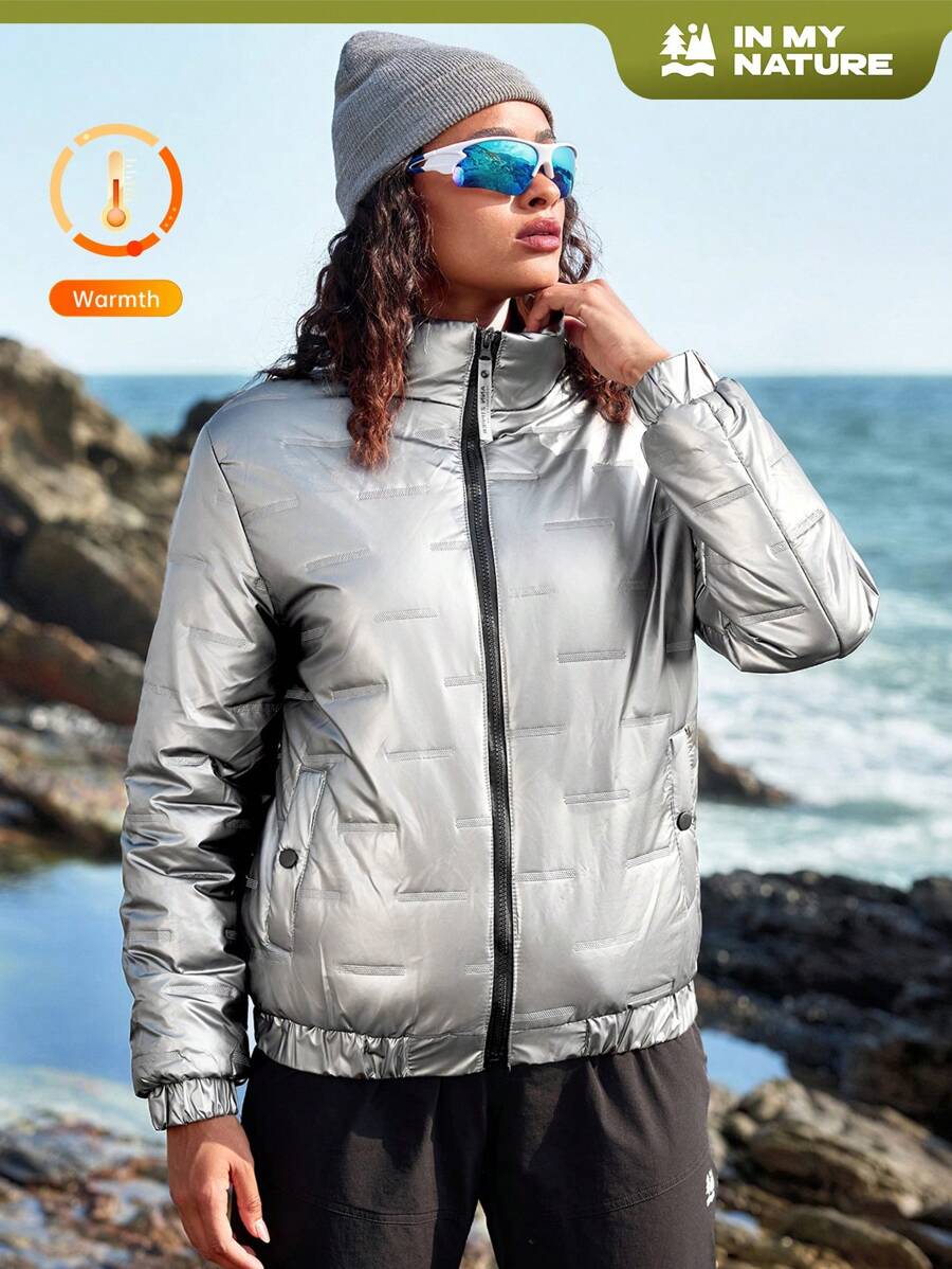In My Nature 城市户外服装加厚隔热防寒女式运动加厚夹克 - 銀色 - 查看 1