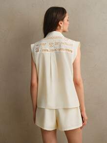 Jeta Ari Summer Oldmoney Vacation Elegant Low-End Luxury Exquisite Heavy Embroidered Lace Set - Apricot - View 9