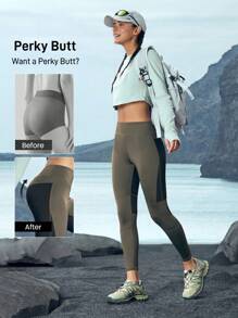 In My Nature In My Nature Women's Solid Color Splicing High Waist Slim Casual Sports Leggings