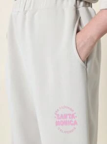 Conjunto de camiseta oversize y pantalón de chándal SUMWON Era-1 Streetwear de California, de dos piezas, cómodo, con texto rosa para relajarse, viajar y disfrutar de las vacaciones de manera informal - Albaricoque - Ver 7