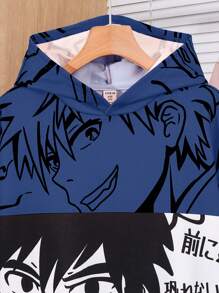 Tween Boy Japanese Anime Graphic Sweatshirt, Suitable For Commuting, School, Daily Casual, Outdoor, Sports, Spring, Summer, Autumn, Winter - Dusty Blue - View 3