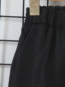 SHEIN Genkimix Kids 男孩休閒束口工裝長褲，黑色，適合上學穿著，讓男孩在春夏秋冬保持時尚舒適 - 黑色 - 查看 5