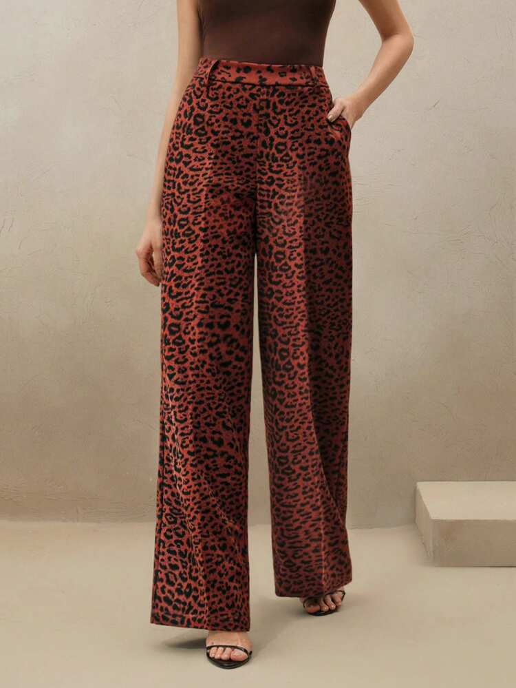 Urlaubs-Vintage Leoparden-Muster elegante Lässig Hose, für Neujahr und Valentinstag für Frauen