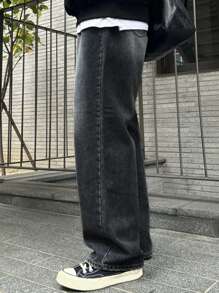 DAZY 男士宽松口袋休闲牛仔裤，简约设计 - 藍色 - 查看 2