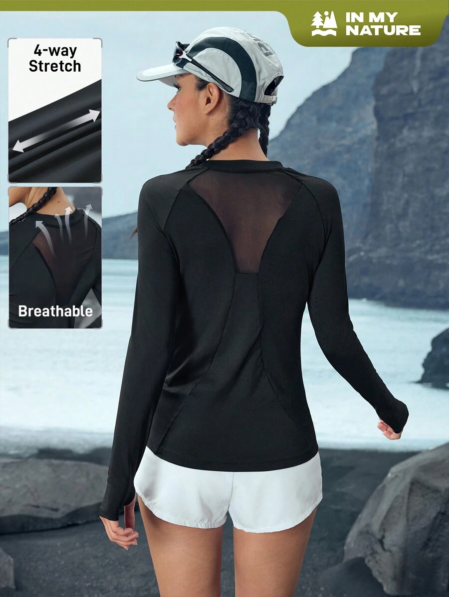 In My Nature XH043 Breathable & Slimming Sport Yoga Running Outdoor T-Shirt Hiking Women Clothes - Black - View 1