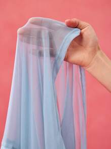 Daniela Ricciardelli Designer Women's Blue Sequin Bow Decorated Mesh See-Through Sexy Long-Sleeve Top Spring & Summer, Going Out, Festival - Blue - View 8