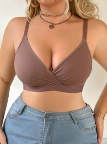1 Pc Plus Size Wireless Non-Padded Bra - Dusty Pink - View 3