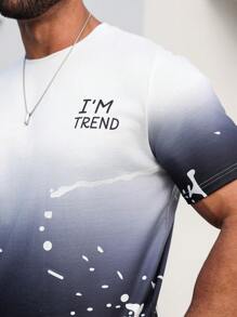 Manfinity Homme Plus Size Men's Round Neck Short Sleeve Letter Print Casual Top And Shorts Set