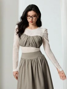 EastFlair Women's Casual Solid Color Ruched Bandeau Top/Summer - Khaki - View 5