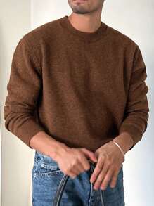 DAZY Męski swobodny, jednolity kolor, dzianinowy sweter, jesień