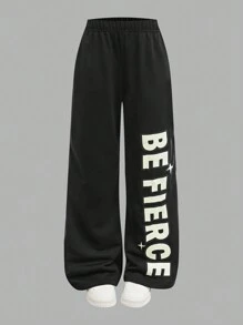 SHEIN 青少年女孩三件套：圆领图案印花短袖 T 恤、裤子和腕带 - 彩色 - 查看 11